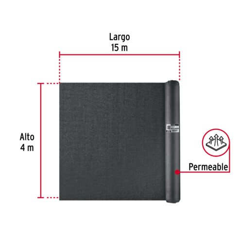 45760 - Rollo de malla sombra raschel 90% de 15m x 4m, negro, FIERO