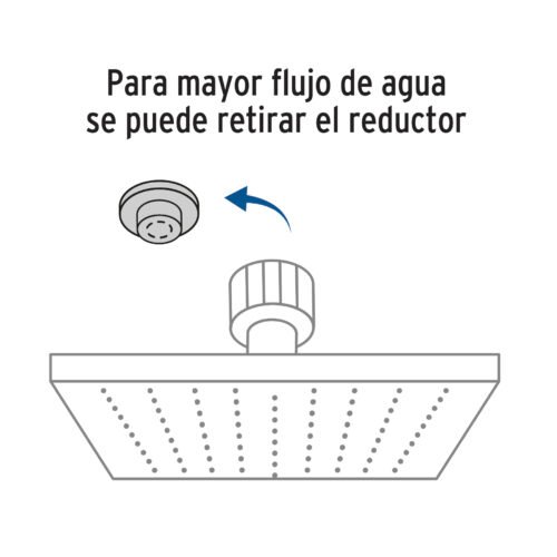 45773 - Regadera plato cuadrado 10" con brazo, cromo, FOSET RIVIERA