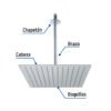 45775 - Regadera plato cuadrado 12" con brazo, cromo, FOSET RIVIERA