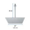 45775 - Regadera plato cuadrado 12" con brazo, cromo, FOSET RIVIERA