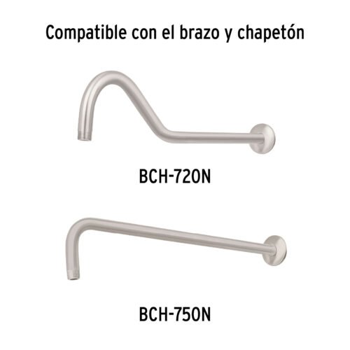 45780 - Regadera plato cuadrado 8" sin brazo, satín, FOSET RIVIERA