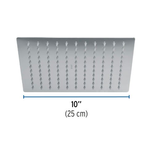 45781 - Regadera plato cuadrado 10" sin brazo, cromo, FOSET RIVIERA