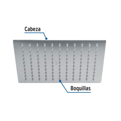 45781 - Regadera plato cuadrado 10" sin brazo, cromo, FOSET RIVIERA