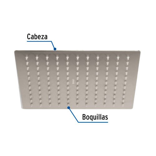 45782 - Regadera plato cuadrado 10" sin brazo, satín, FOSET RIVIERA