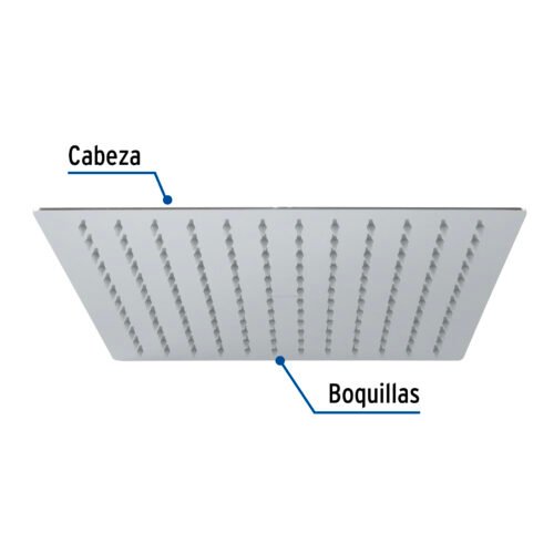 45783 - Regadera plato cuadrado 12" sin brazo, cromo, FOSET RIVIERA