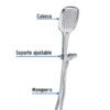 457851 45785 - Regadera de teléfono con soporte, cromo, FOSET RIVIERA