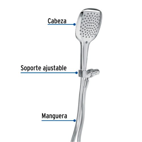 457851 45785 - Regadera de teléfono con soporte, cromo, FOSET RIVIERA
