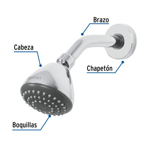 457891 45789 - Regadera redonda 3-1/4" brazo y chapetón acero inox, Aero