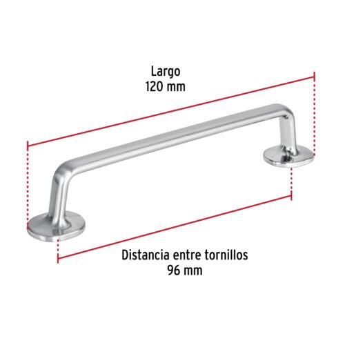 45792 - Jaladera de 96mm, línea Oviedo, níquel, HERMEX