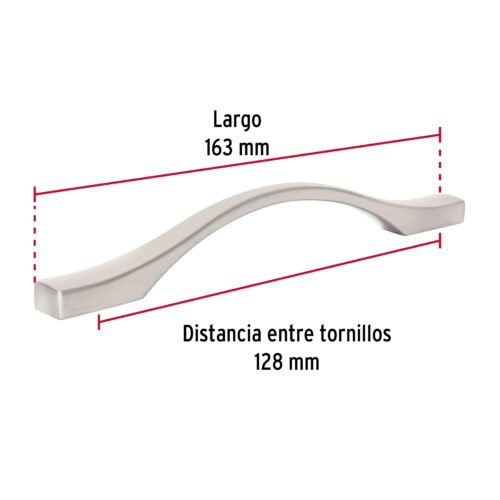 458072 45807 - Jaladera de 128mm, línea Segovia, níquel, HERMEX