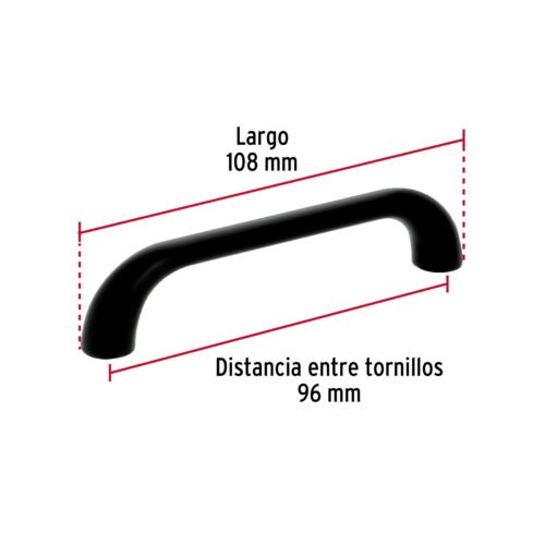 45809 - Jaladera de 96mm,, línea Cádiz, negro, HERMEX