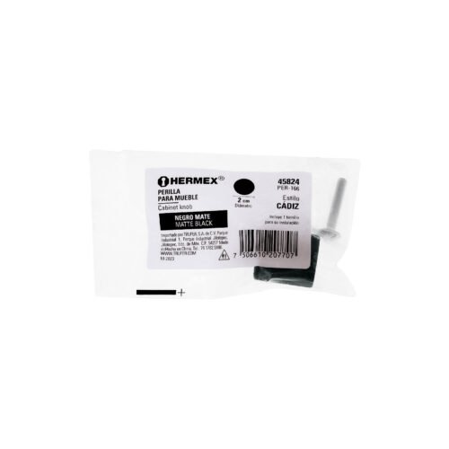 458243 45824 - Perilla metálica estilo "Cádiz", negro, HERMEX