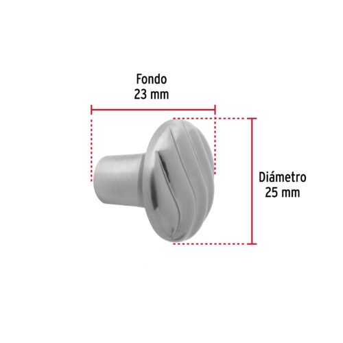 45834 - Perilla metálica estilo "Toledo", niquel satinado, HERMEX