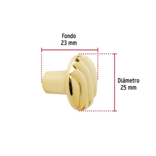 45835 45835 - Perilla metálica estilo "Toledo", latón brillante, HERMEX