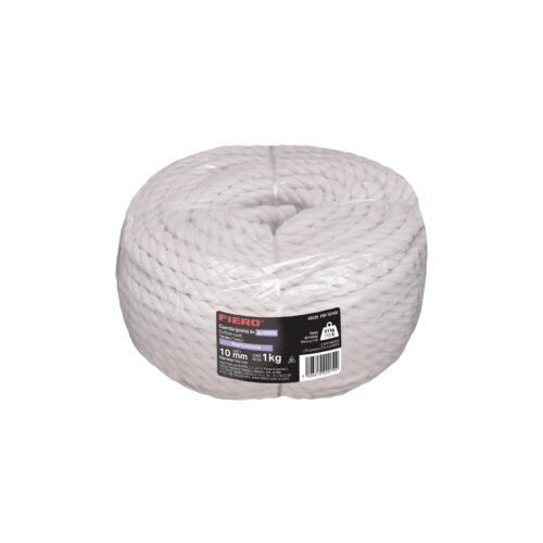 45839 - Piola de algodón de 10 mm, rollo, natural, 1 kg, FIERO