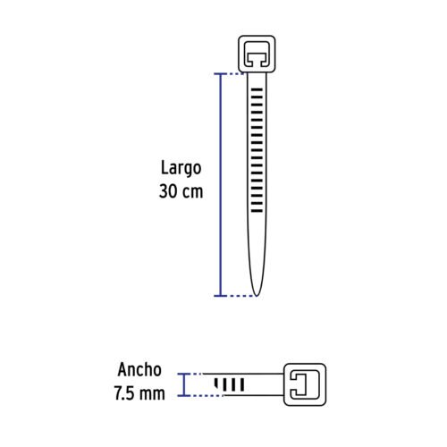 45840 - Bolsa con 10 cinchos plásticos 120 lb, 300 x 7.5 mm, negros