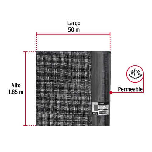 45845 - Rollo de toldo sombra 80% de 50 m x 1.85 m, FIERO