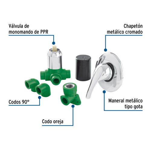 45860 - Kit de instalación p/regadera PPR 1/2" con monomando, FOSET
