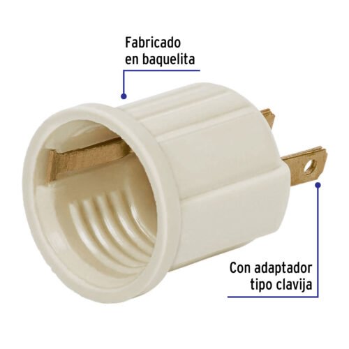 45884 - Portalámpara de baquelita, con adaptador a granel, VOLTECK