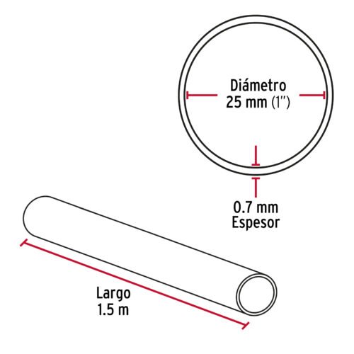 45894 - Tubo redondo para clóset,1.5 m, acero cromado, HERMEX