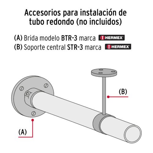 45894 - Tubo redondo para clóset,1.5 m, acero cromado, HERMEX