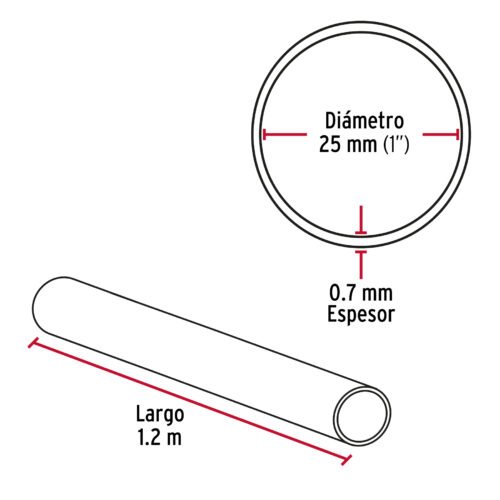 45895 - Tubo redondo para clóset,1.2 m, acero cromado, HERMEX