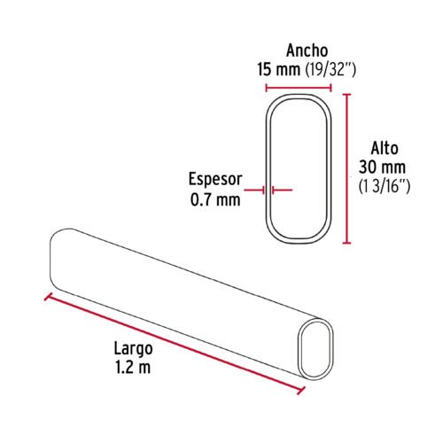 45899 - Tubo ovalado para clóset, 1.2 m, acero cromado, HERMEX