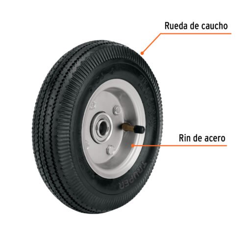 45901 - Rueda neumática 8" para eje lateral, Truper