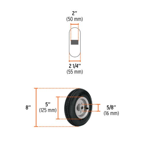 45903 - Rueda neumática 8" para eje central, Truper