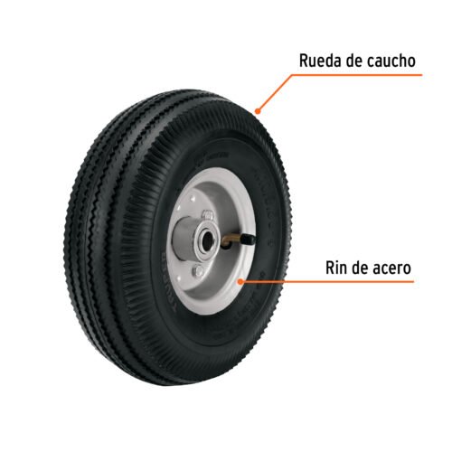 45904 - Rueda neumática 10" para eje central, Truper