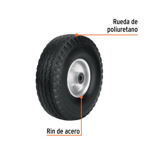 45909 - Rueda imponchable 10" para eje central, Truper