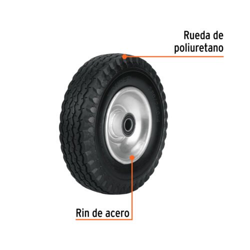 45910 - Rueda imponchable 8" para eje lateral, Truper