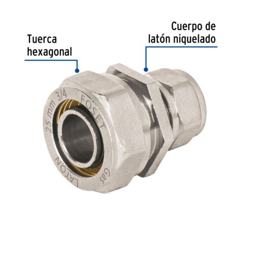 45916 - Cople de compresión reducido para PEALPE, 3/4" x 3/8", Foset