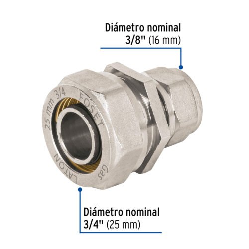 45916 - Cople de compresión reducido para PEALPE, 3/4" x 3/8", Foset