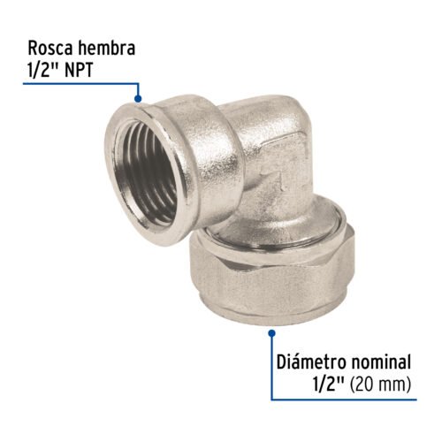 45922 - Codo 90° para PEALPE, 1/2", con rosca hembra, Foset