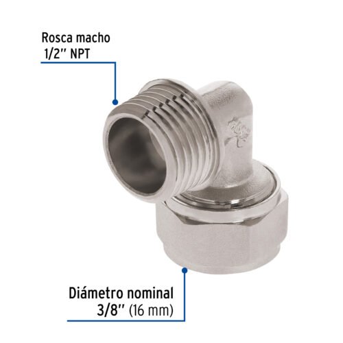 45924 - Codo 90° para PEALPE, 3/8", con rosca macho, Foset