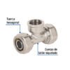 45930 - Tee para PEALPE, 1/2", con rosca hembra central, Foset