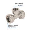 45930 - Tee para PEALPE, 1/2", con rosca hembra central, Foset