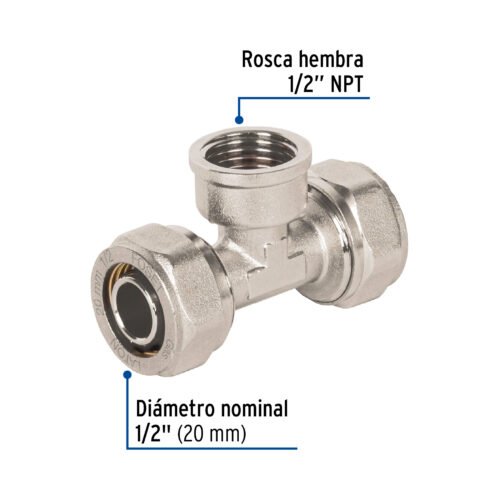 45930 - Tee para PEALPE, 1/2", con rosca hembra central, Foset