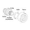 45932 - Conector para PEALPE, 3/8", con rosca hembra, Foset