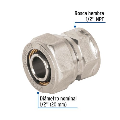 45933 - Conector para PEALPE, 1/2", con rosca hembra, Foset