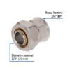 45934 - Conector para PEALPE, 3/4", con rosca hembra, Foset