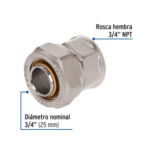 45934 - Conector para PEALPE, 3/4", con rosca hembra, Foset