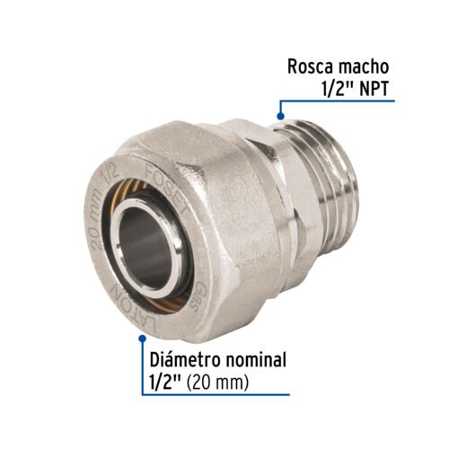 45936 - Conector para PEALPE, 1/2", con rosca macho, Foset