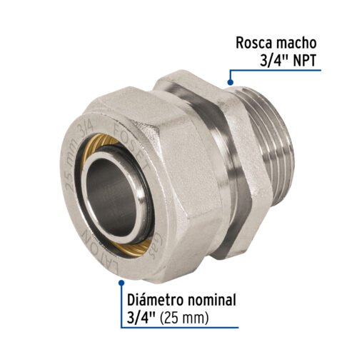 45937 - Conector para PEALPE, 3/4", con rosca macho, Foset