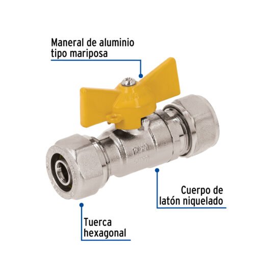 45943 - Válvula esfera para PE-AL-PE, 3/8", Foset
