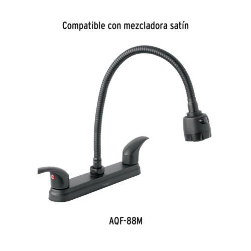 45948 - Cuello flexible para mezcladora de fregadero, negro, AQUA
