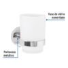 459551 45955 - Portavaso cepillero cromo con vaso de vidrio, Foset Túbig
