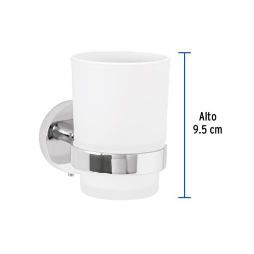 459553 45955 - Portavaso cepillero cromo con vaso de vidrio, Foset Túbig