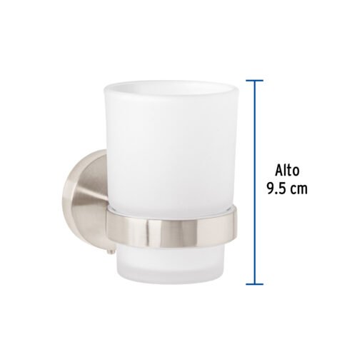 459562 45956 - Portavaso cepillero satín con vaso de vidrio, Foset Túbig